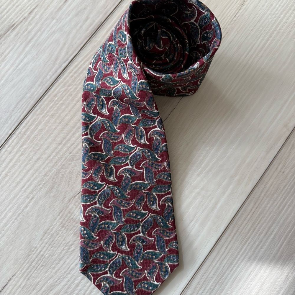 Dior Red and Blue Paisley Men's Tie 100% silk